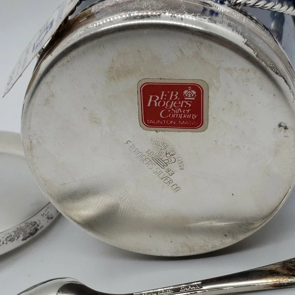 F.B Rogers Silver Co. Drum‎ Jelly Jar -  great for Christmas party serving w/tag